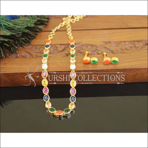 Designer gold plated stone necklace M1028 - Necklace Set