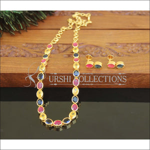 Designer gold plated stone necklace M1030 - Necklace Set