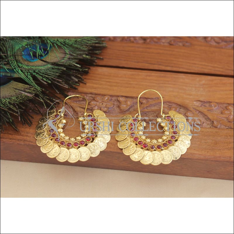 Designer Gold Plated Temple Coin Earrings M2913 - EARRINGS
