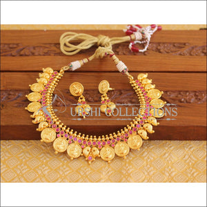 Designer Gold Plated Temple Coin Necklace Set M2046 - Necklace Set