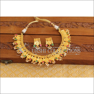 Designer Gold Plated Temple Coin Necklace Set M2051 - Necklace Set