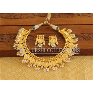 Designer Gold Plated Temple Coin Necklace Set M2054 - Necklace Set