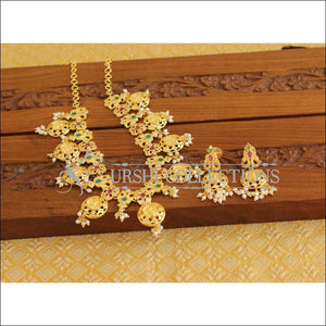 Designer Gold Plated Temple Coin Necklace Set M2056 - Necklace Set