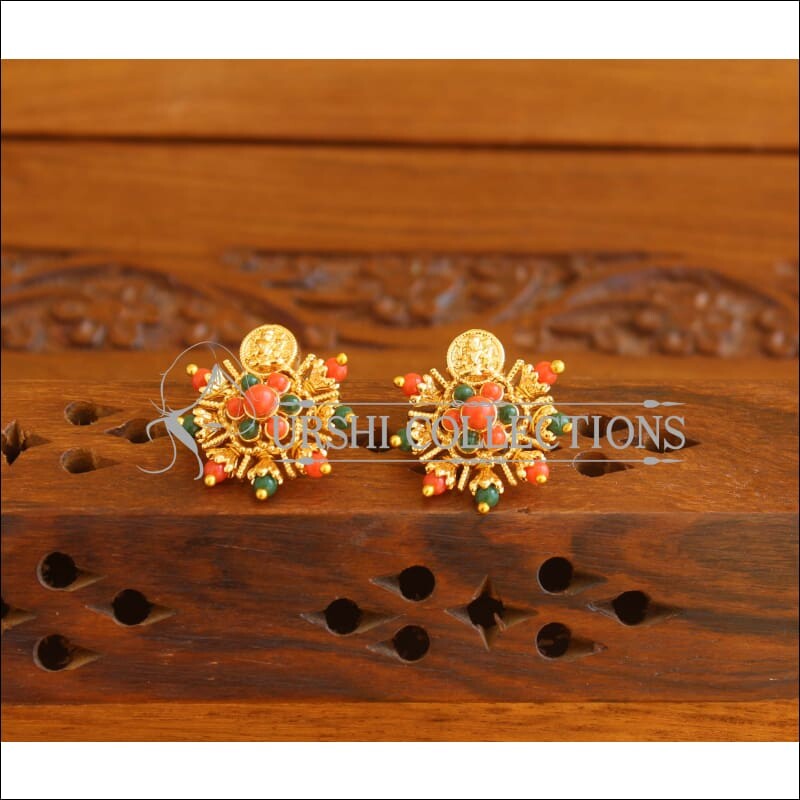 Designer Gold Plated Temple Earrings M2008 - Earrings