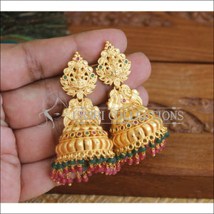 Designer Gold plated temple earrings U-25 - EARRINGS