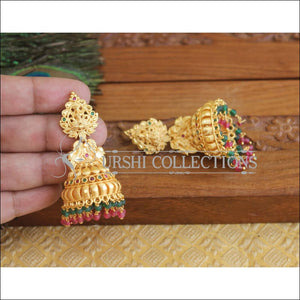 Designer Gold plated temple earrings U-25 - EARRINGS