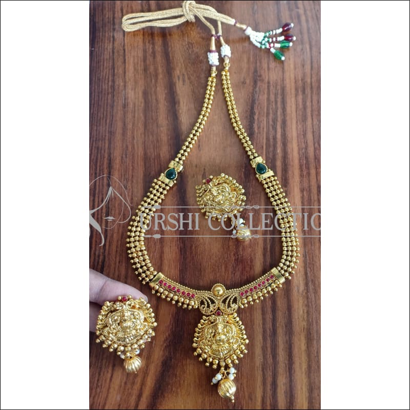 DESIGNER GOLD PLATED TEMPLE NECKLACE SET UTV1018 - Necklace Set