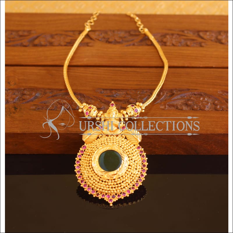 Designer Gold Plated Temple Palakka Necklace M2106 - Set