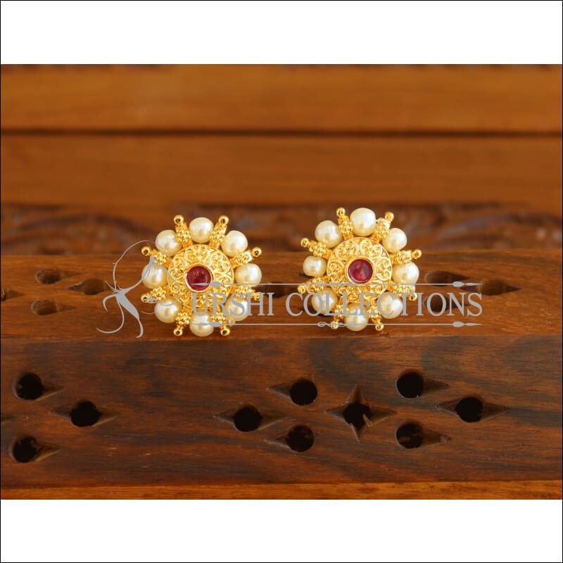 Modern Pearl Earrings on Gold | Pearl Danglers for Women | 22k Gold