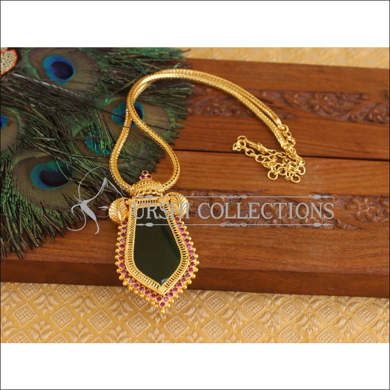 Designer Green and Red Palakka 2 In 1 Necklace U-15 - Necklace Set