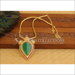 Designer Green and Red Palakka 2 In 1 Necklace U-16 - Necklace Set