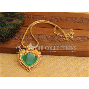 Designer Green and Red Palakka 2 In 1 Necklace U-17 - Necklace Set