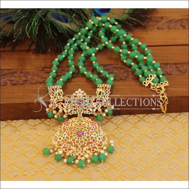 Designer Green pumpkin beads handmade necklace M756 - Necklace Set