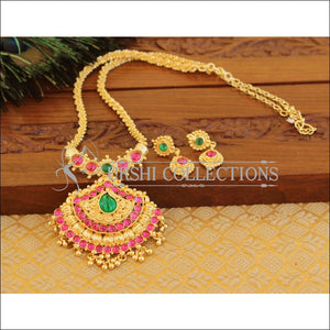 Designer kempu gold plated necklace set M868 - Necklace Set