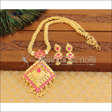 Designer kempu gold plated necklace set M871 - PINK - Necklace Set