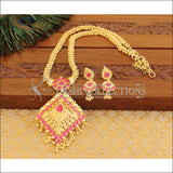 Designer kempu gold plated necklace set M871 - PINK - Necklace Set