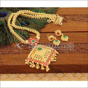 Designer kempu gold plated necklace set M871 - Necklace Set