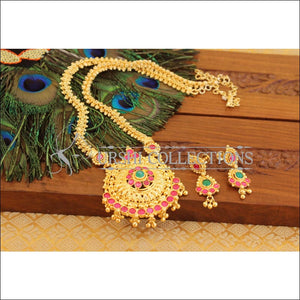 Designer kempu gold plated necklace set M873 - Necklace Set
