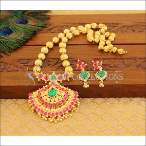 Designer kempu gold plated necklace set M875 - Necklace Set