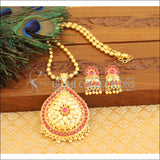 Designer kempu gold plated necklace set M893 - Pendant Set