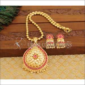 Designer kempu gold plated necklace set M893 - Pendant Set