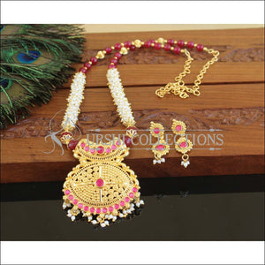 Designer Kempu Handmade necklace M1185 - Necklace Set
