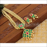 Designer kempu micro gold plated necklace set M887 - green - Necklace Set