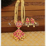 Designer kempu micro gold plated necklace set M887 - pink - Necklace Set