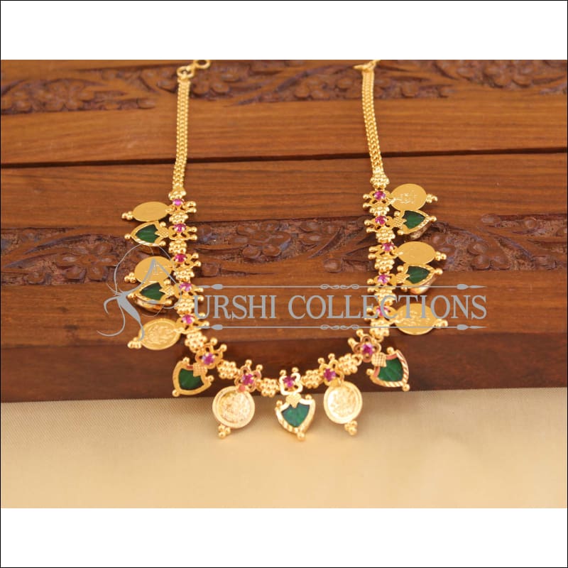 Designer kerala style gold plated palakka coin necklace M1063 - Necklace Set