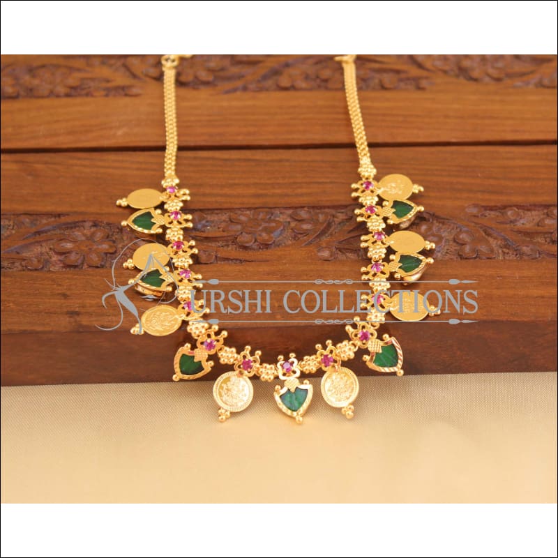 Designer kerala style gold plated palakka coin necklace M1063 - Necklace Set