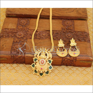 Designer kerala style palakka Temple Necklace set M87 - GREEN - Necklace Set