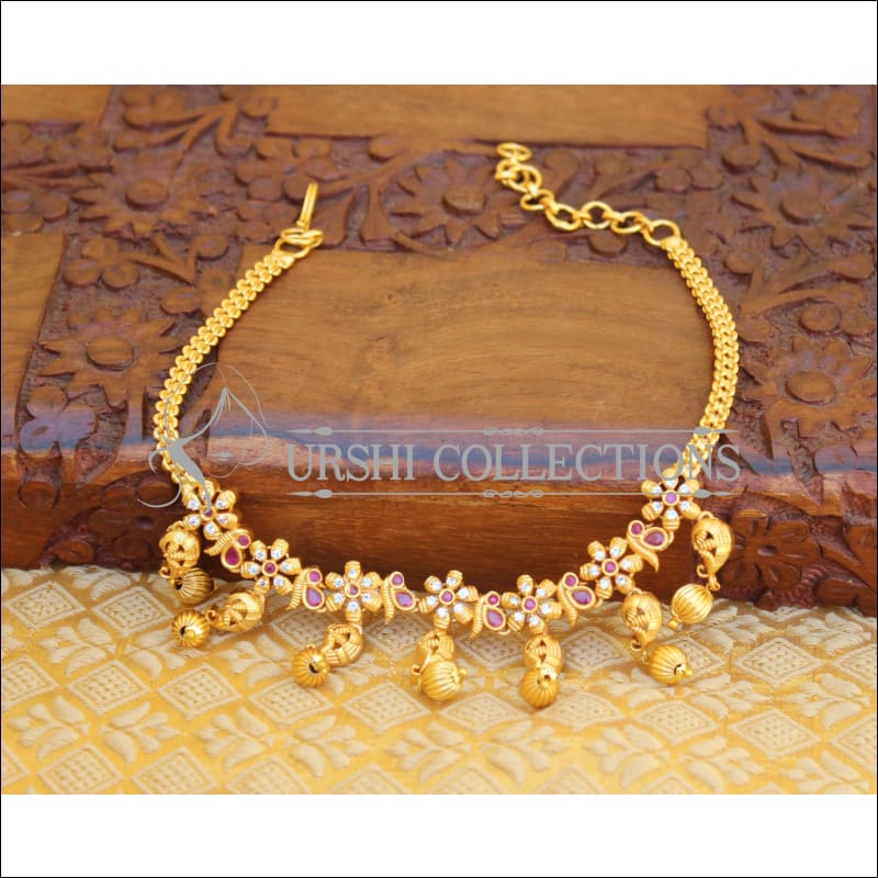 DESIGNER MATTE FINISH CZ NECKLACE UTV436 - Necklace Set