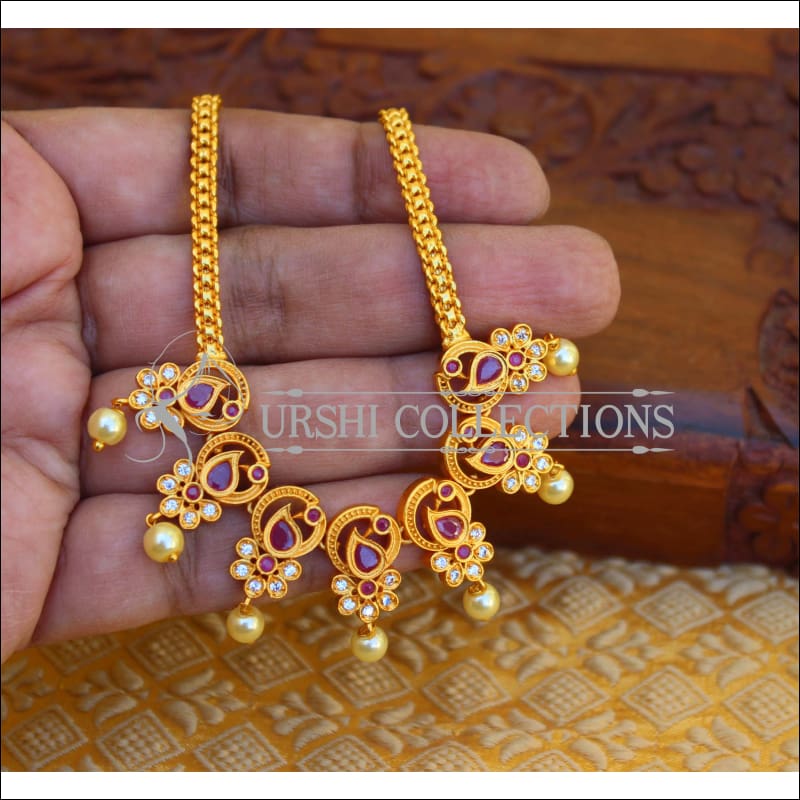 DESIGNER MATTE FINISH CZ NECKLACE UTV438 - Necklace Set