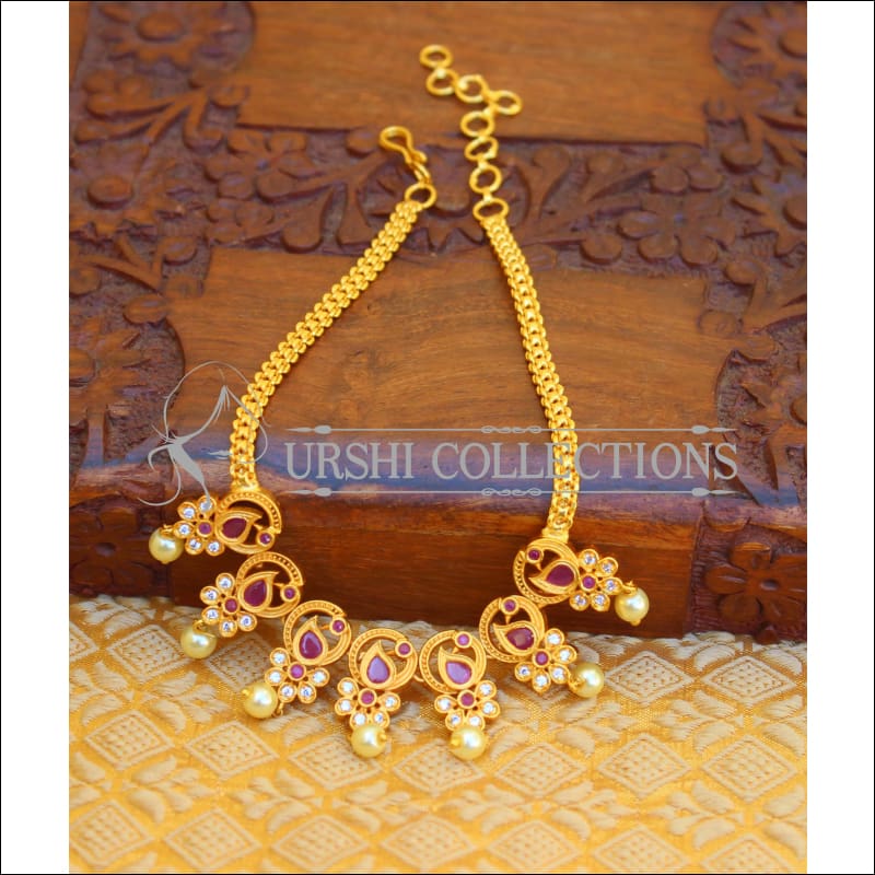 DESIGNER MATTE FINISH CZ NECKLACE UTV438 - Necklace Set