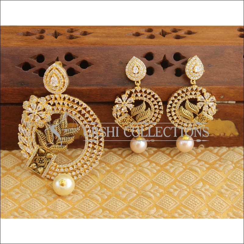 Designer Matte finish CZ Pendant set M484 - WHITE - Pendant Set