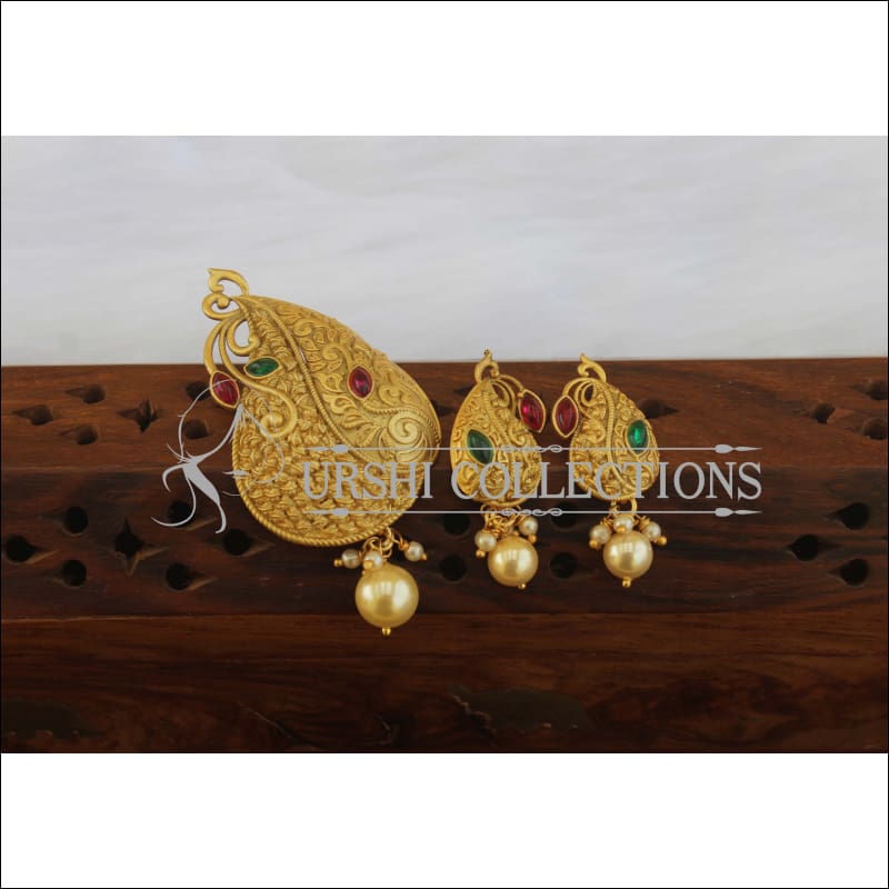 Designer Matte Finish Mango Pendant Set M2577 - MULTY - Pendant Set