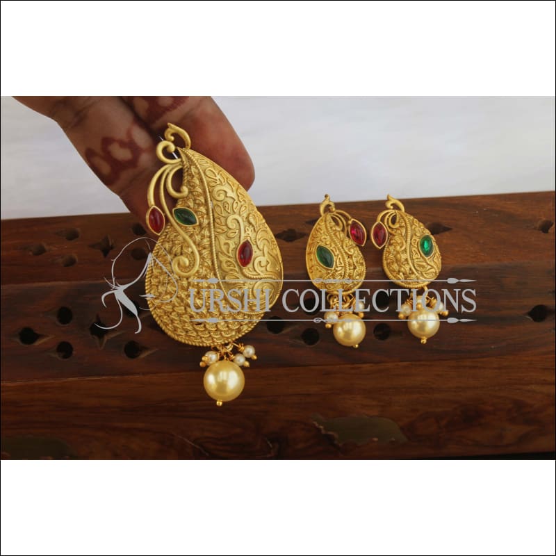 Designer Matte Finish Mango Pendant Set M2577 - Pendant Set