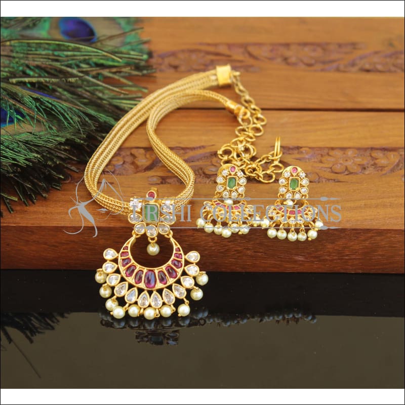 Designer matte finish necklace set M1037 - multy - Necklace Set