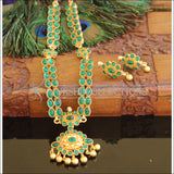 Designer matte finish necklace set M721 - GREEN - Necklace Set