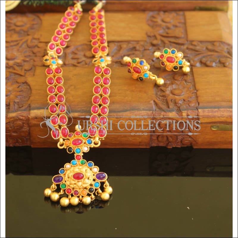 Designer matte finish necklace set M721 - MULTI - Necklace Set