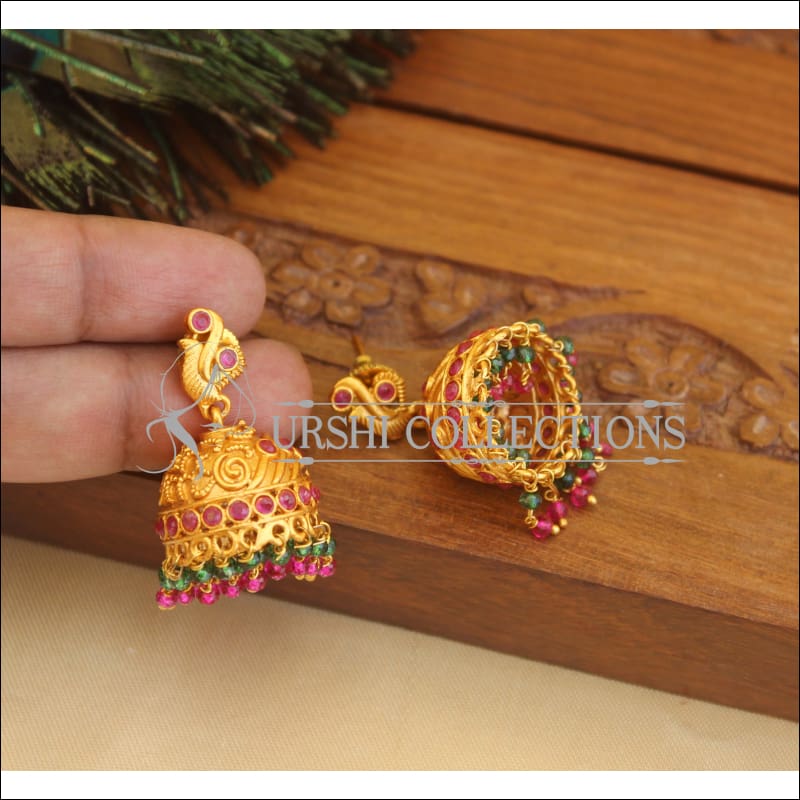 Designer matte Finish Peacock Earrings M2884 - EARRINGS