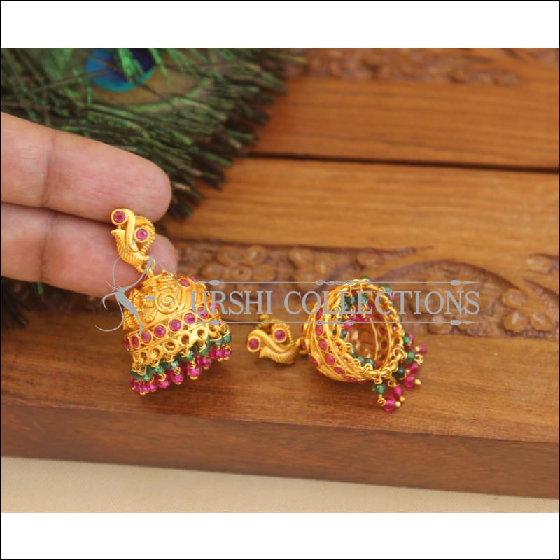 Designer matte Finish Peacock Earrings M2884 - EARRINGS