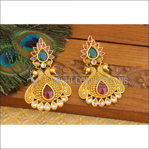 Designer matte finish peacock earrings U-37 - EARRINGS