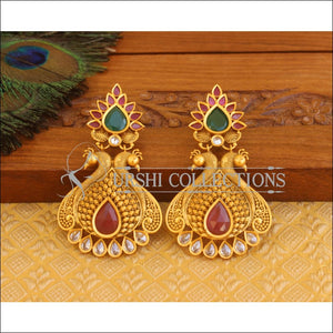 Designer matte finish peacock earrings U-37 - EARRINGS