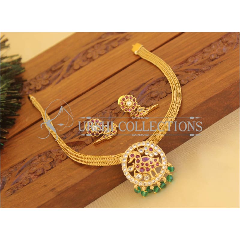 Designer Matte finish Peacock necklace set M1054 - Necklace Set