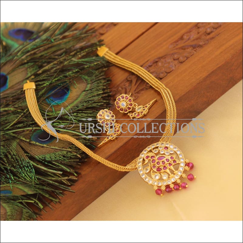 Designer Matte finish Peacock necklace set M1055 - Necklace Set