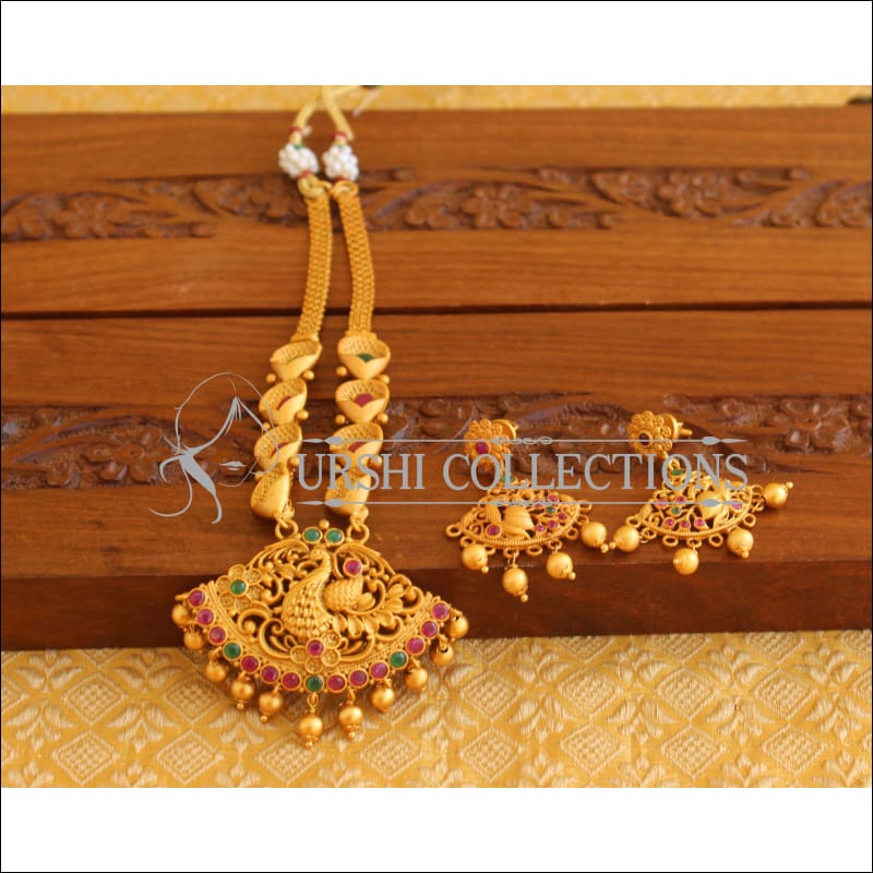 Designer Matte Finish Peacock Necklace Set M2036 - Necklace Set