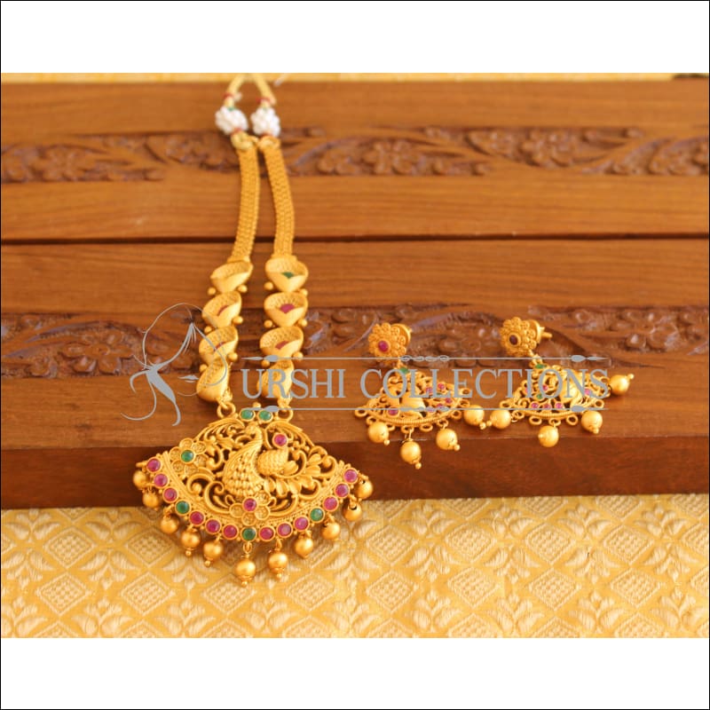 Designer Matte Finish Peacock Necklace Set M2036 - Necklace Set