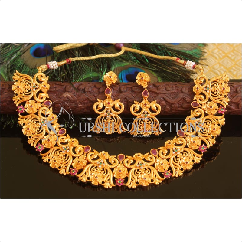 Designer matte finish Peacock necklace set M716 - Necklace Set