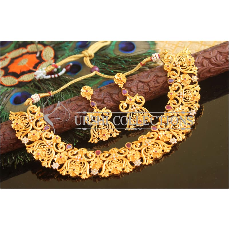 Designer matte finish Peacock necklace set M717 - Necklace Set